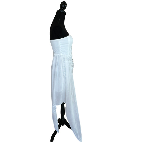 Superdown White Chiffon Mini Dress SMALL Bodycon Gloves Bridal Strapless $92 NEW - Picture 7 of 11